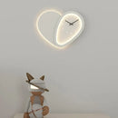 Modern white heart shaped clock wall lamp bedroom led lighting
