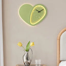 Modern white heart shaped clock wall lamp bedroom led lighting