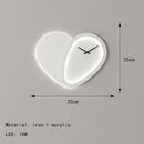 Modern white heart shaped clock wall lamp bedroom led lighting