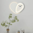 Modern white heart shaped clock wall lamp bedroom led lighting