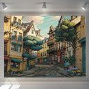 Cartoon love street landscape wall hanging tapestry for bedroom decor