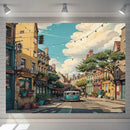 Cartoon love street landscape wall hanging tapestry for bedroom decor