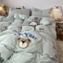 DecorBites™ Lovely Bear & Sheep Embroidered Bedding Set - Duvet Cover, Sheets, Pillowcase
