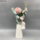 White rabbit ceramic vase with bunny figurine bedroom table decor
