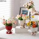 Lovely white ribbon ceramic vase set for bedroom aesthetic decor