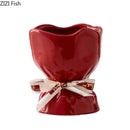 Lovely white ribbon ceramic vase set for bedroom aesthetic decor