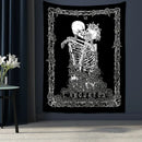 DecorBites™ Lovers Skull Tapestry Wall Hanging Black White Romantic Skeleton Home Decor