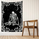 DecorBites™ Lovers Skull Tapestry Wall Hanging Black White Romantic Skeleton Home Decor