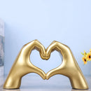 Glossy gold silver & black gesture heart sculpture living room decor