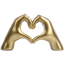Glossy gold silver & black gesture heart sculpture living room decor