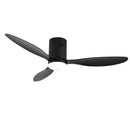 Modern black low floor ceiling fan with remote control bedroom light
