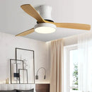 Modern green & wood low profile ceiling fan bedroom light
