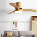 Modern green & wood low profile ceiling fan bedroom light