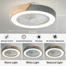 DecorBites™ Low Profile Wood Ceiling Fan Light with Remote Control LED Indoor Air Circulator