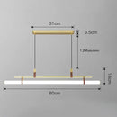 Modern minimalist brass & leather lucien tube chandelier dining room