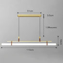 Modern minimalist brass & leather lucien tube chandelier dining room