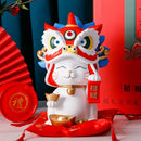 White & blue lion dance lucky cat figurine living room home decor