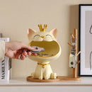Ceramic lucky cat sculpture storage box set living room decor