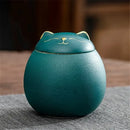 DecorBites™ Lucky Cat Tea Storage Jar: Cute Ceramic Can for Household Tea and Candy Storage