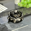 Modern black & white ceramic ashtray with silver drip – living room decor