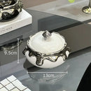 Modern black & white ceramic ashtray with silver drip – living room decor