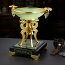 Ornate jade & gold lucky decoration flower stand living room decor