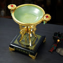 Ornate jade & gold lucky decoration flower stand living room decor