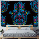 Boho colorful lucky hand mandala tapestry bedroom wall hanging