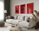 Trendy retro queen of hearts navy & red wall art bedroom prints