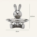 Modern gold & silver lucky rabbit key tray living room decor