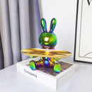 Modern gold & silver lucky rabbit key tray living room decor