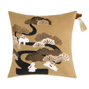 Lucky rabbit pine forests tan velvet cushion bedroom pillow with tassels