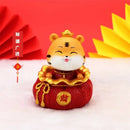 Lucky tiger figurine yellow living room new year decor holding gold bars
