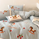 DecorBites™ Lucky Trojan Cotton Embroidered Bedding Set: High-end Skin-Friendly Duvet Cover Set