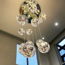 DecorBites™ Luminous Glass Ball Pendant Chandeliers for Living Dining Room Decor LED Lighting