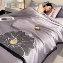 DecorBites™ Luxe Flower Embroidered Cool Quilt Set - Lightweight, Silky, High-End Comfort