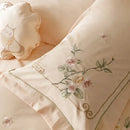 DecorBites™ Luxe Flowers Embroidery 1000TC Egyptian Cotton Bedding Set with 2 Pillowcases