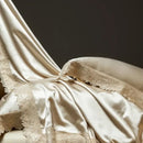 Luxe french lace cream satin bedding set bedroom duvet cover