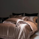 Luxe french lace cream satin bedding set bedroom duvet cover