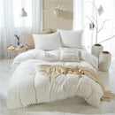 Luxe furball tasseled yellow bedding set bedroom pom pom duvet cover