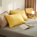 Luxe furball tasseled yellow bedding set bedroom pom pom duvet cover