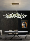 Luxe ginkgo leaves white & gold pendant light living room