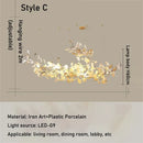 Luxe ginkgo leaves white & gold pendant light living room