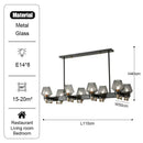 Modern retro black & brass luxe glass chandelier living room light