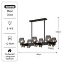Modern retro black & brass luxe glass chandelier living room light