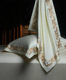 DecorBites™ Luxe Gold Embroidery 1400TC Egyptian Cotton Queen King Bedding Set
