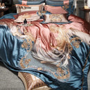 DecorBites™ Luxe Gold Embroidery Palace Style Bedding Set - Duvet, Sheet, Pillowcases