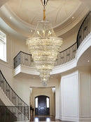 Luxe golden crystal chandelier for living room and staircase