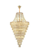 Luxe golden crystal chandelier for living room and staircase