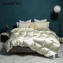Luxe goose duck cream satin quilt bedroom embroidered bedding